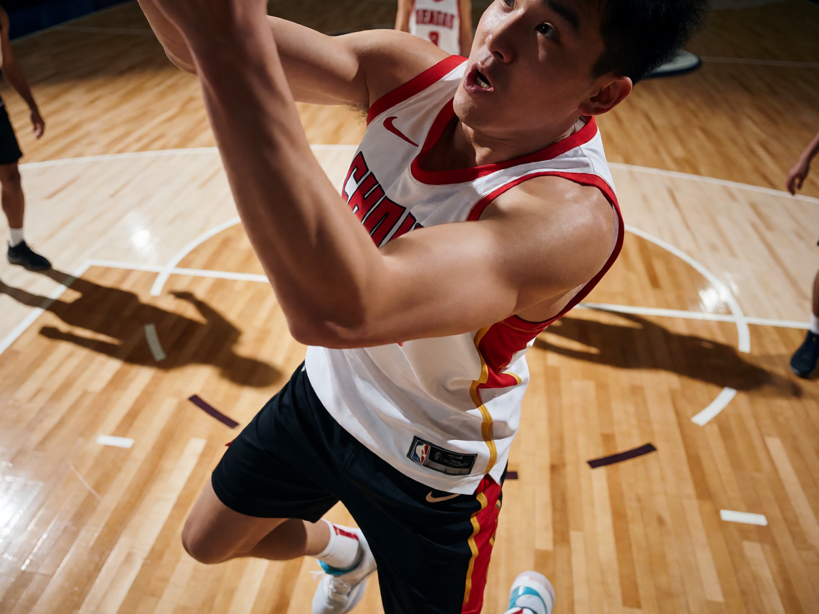 篮球比赛现场，NBA赛场灯光与球员激烈对抗